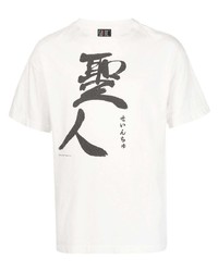 Мужская бело-черная футболка с круглым вырезом с принтом от SAINT MXXXXXX