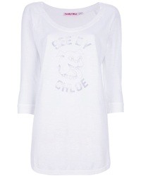 Женская бело-черная футболка с круглым вырезом с принтом от See by Chloe