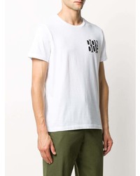 Мужская бело-черная футболка с круглым вырезом с принтом от Dondup