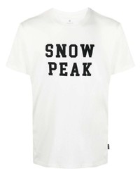 Мужская бело-черная футболка с круглым вырезом с принтом от Snow Peak