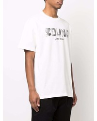 Мужская бело-черная футболка с круглым вырезом с принтом от Just Don