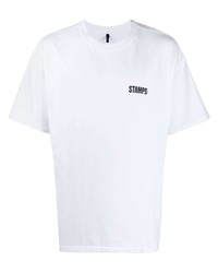 Мужская бело-черная футболка с круглым вырезом с принтом от Stampd
