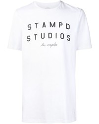 Мужская бело-черная футболка с круглым вырезом с принтом от Stampd