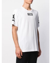 Мужская бело-черная футболка с круглым вырезом с принтом от Hydrogen