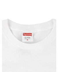 Мужская бело-черная футболка с круглым вырезом с принтом от Supreme