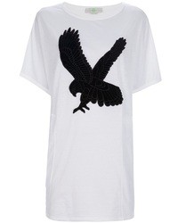 Женская бело-черная футболка с круглым вырезом с принтом от Stella McCartney