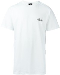 Мужская бело-черная футболка с круглым вырезом с принтом от Stussy