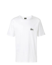 Мужская бело-черная футболка с круглым вырезом с принтом от Stussy
