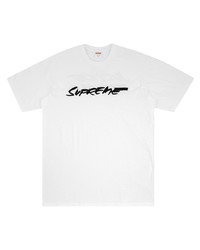 Мужская бело-черная футболка с круглым вырезом с принтом от Supreme