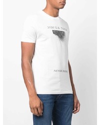 Мужская бело-черная футболка с круглым вырезом с принтом от Diesel