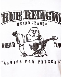 Мужская бело-черная футболка с круглым вырезом с принтом от True Religion