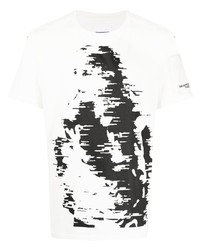 Мужская бело-черная футболка с круглым вырезом с принтом от Takahiromiyashita The Soloist