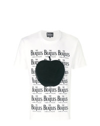 Мужская бело-черная футболка с круглым вырезом с принтом от The Beatles X Comme Des Garçons
