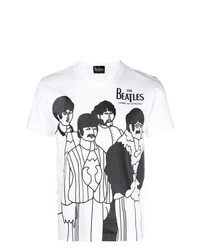 Мужская бело-черная футболка с круглым вырезом с принтом от The Beatles X Comme Des Garçons