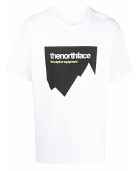 Мужская бело-черная футболка с круглым вырезом с принтом от The North Face