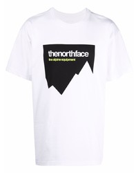 Мужская бело-черная футболка с круглым вырезом с принтом от The North Face
