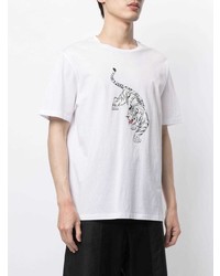 Мужская бело-черная футболка с круглым вырезом с принтом от Shanghai Tang