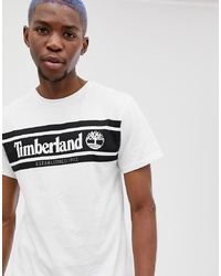 Мужская бело-черная футболка с круглым вырезом с принтом от Timberland