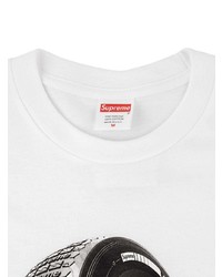 Мужская бело-черная футболка с круглым вырезом с принтом от Supreme