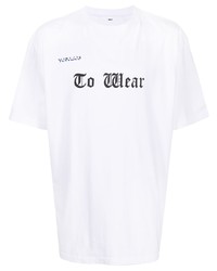 Мужская бело-черная футболка с круглым вырезом с принтом от Toga