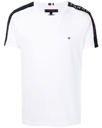 Мужская бело-черная футболка с круглым вырезом с принтом от Tommy Hilfiger