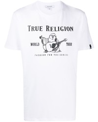 Мужская бело-черная футболка с круглым вырезом с принтом от True Religion