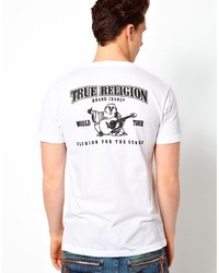 Мужская бело-черная футболка с круглым вырезом с принтом от True Religion