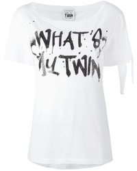 Женская бело-черная футболка с круглым вырезом с принтом от Twin-Set