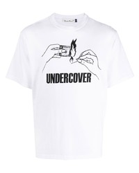 Мужская бело-черная футболка с круглым вырезом с принтом от Undercover