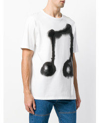 Мужская бело-черная футболка с круглым вырезом с принтом от Études