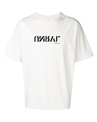 Мужская бело-черная футболка с круглым вырезом с принтом от Unravel Project