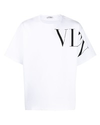 Мужская бело-черная футболка с круглым вырезом с принтом от Valentino