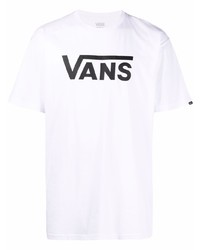 Мужская бело-черная футболка с круглым вырезом с принтом от Vans