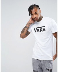 Мужская бело-черная футболка с круглым вырезом с принтом от Vans