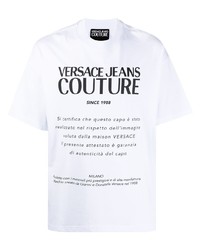 Мужская бело-черная футболка с круглым вырезом с принтом от VERSACE JEANS COUTURE