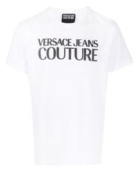 Мужская бело-черная футболка с круглым вырезом с принтом от VERSACE JEANS COUTURE