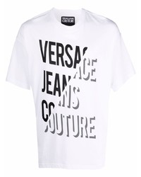 Мужская бело-черная футболка с круглым вырезом с принтом от VERSACE JEANS COUTURE