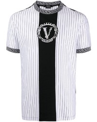 Мужская бело-черная футболка с круглым вырезом с принтом от Versace