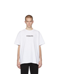 Мужская бело-черная футболка с круглым вырезом с принтом от Vetements