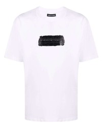Мужская бело-черная футболка с круглым вырезом с принтом от Vision Of Super