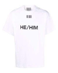 Мужская бело-черная футболка с круглым вырезом с принтом от VTMNTS