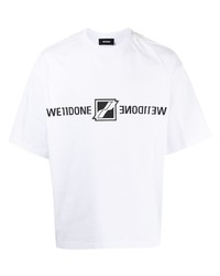 Мужская бело-черная футболка с круглым вырезом с принтом от We11done