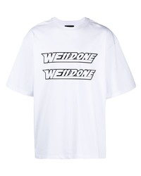 Мужская бело-черная футболка с круглым вырезом с принтом от We11done