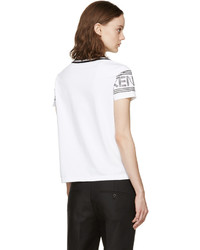 Женская бело-черная футболка с круглым вырезом с принтом от Kenzo