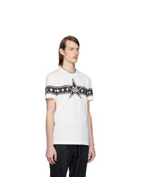 Мужская бело-черная футболка с круглым вырезом с принтом от Dolce and Gabbana