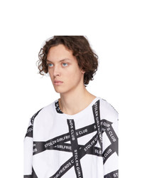 Мужская бело-черная футболка с круглым вырезом с принтом от Stolen Girlfriends Club
