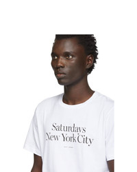 Мужская бело-черная футболка с круглым вырезом с принтом от Saturdays Nyc