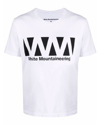 Мужская бело-черная футболка с круглым вырезом с принтом от White Mountaineering