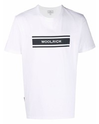 Мужская бело-черная футболка с круглым вырезом с принтом от Woolrich