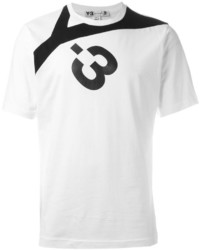 Мужская бело-черная футболка с круглым вырезом с принтом от Y-3